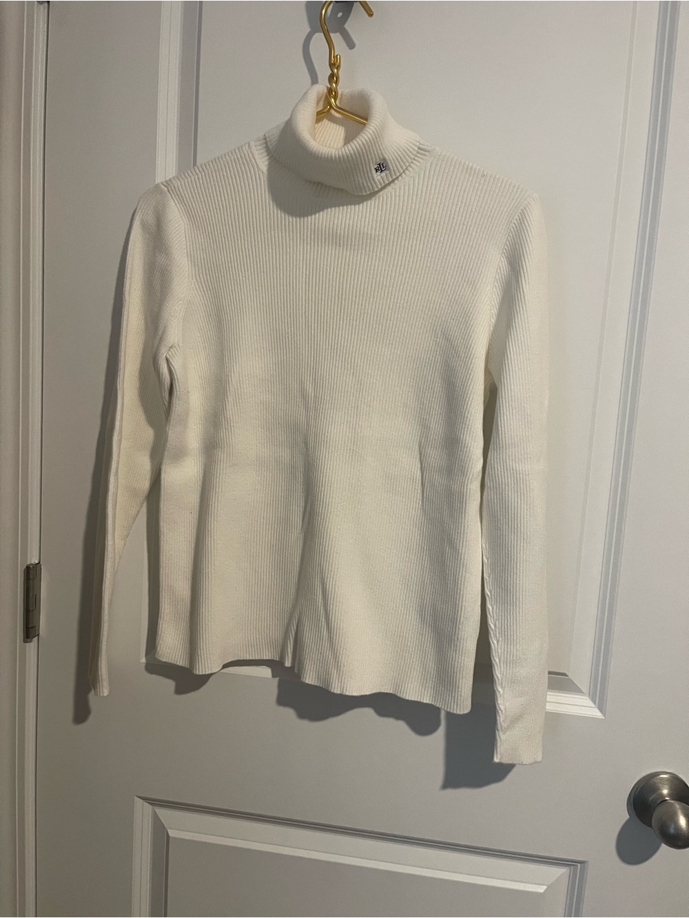Lauren Ralph Lauren Women’s L Cream Turtleneck Ribbed Sweater Long sleeve 17P-P